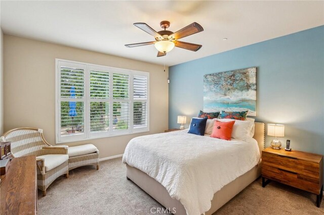 1436 Via Rojas, Hemet, CA 92545 - carpeted bedroom with baseboards and a ceiling fan