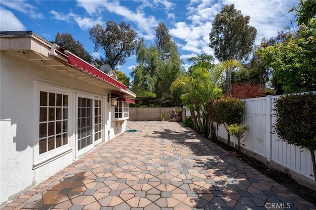 view of patio featuring a fenced backyard