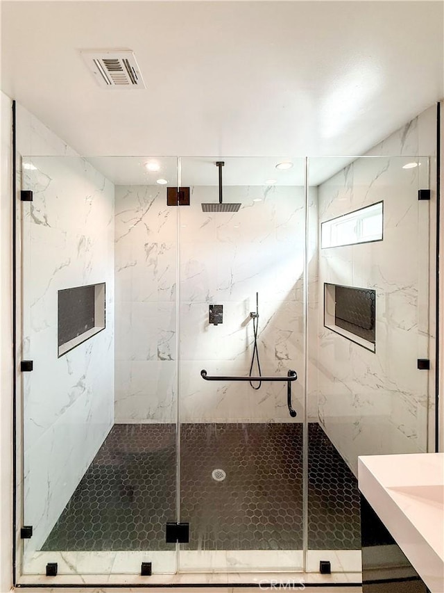 10430 Densmore Ave, Granada Hills, CA 91344 - bathroom featuring a marble finish shower