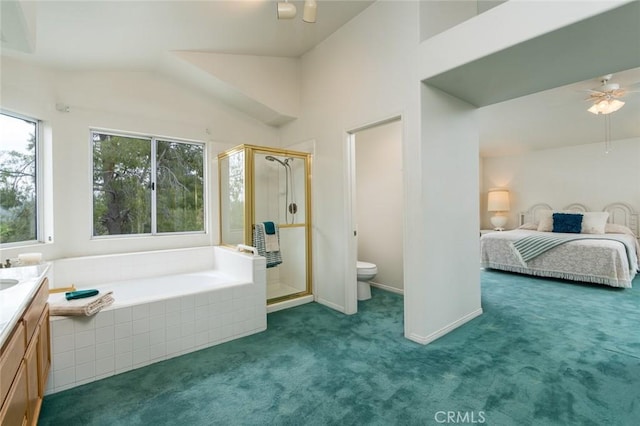 21714 Agajanian Ln, Saugus, CA 91350 - full bath with vanity, toilet, a stall shower, a garden tub, and connected bathroom