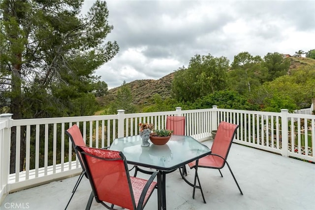 21714 Agajanian Ln, Saugus, CA 91350 - view of patio with outdoor dining area and a mountain view