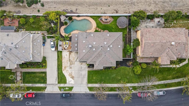 aerial view of a pool area