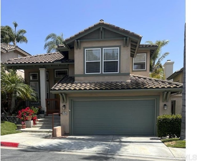 15801 Caminito Cantaras, Del Mar, CA 92014 - mediterranean / spanish house with a tile roof, a garage, driveway, and stucco siding