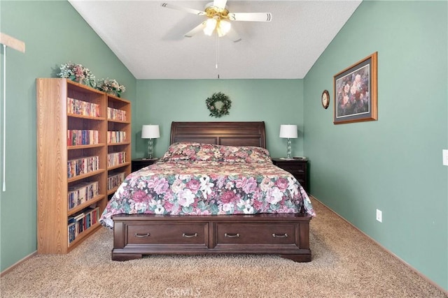 15199 Farmington Ct, Hesperia, CA 92345 - carpeted bedroom featuring lofted ceiling and a ceiling fan
