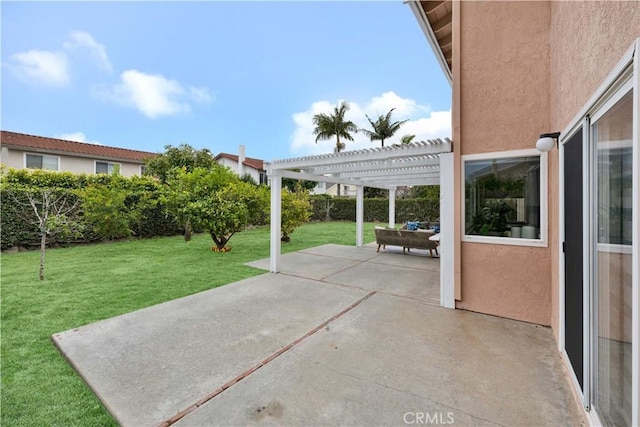 view of patio / terrace featuring a pergola