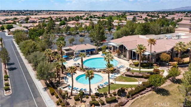 19536 Cherrydale Ct, Apple Valley, CA 92308 - aerial view of residential area featuring a pool