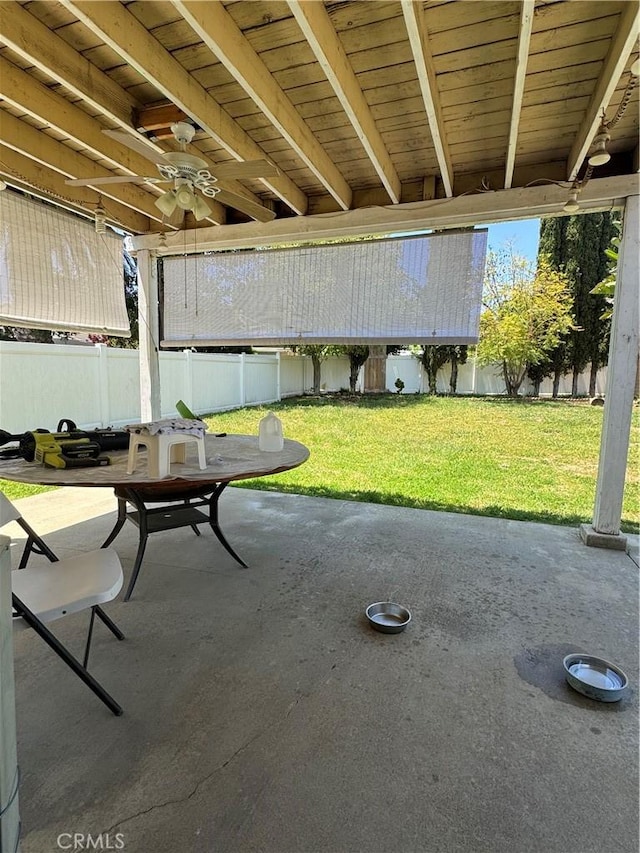 view of patio / terrace featuring ceiling fan