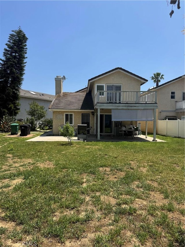 2801 Woodview Ct, Walnut, CA 91789 - rear view of property with a patio area, a chimney, stucco siding, and a balcony