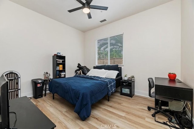 1232 Tucson Ave, Norco, CA 92860 - bedroom with a desk, light wood-style floors, baseboards, and a ceiling fan