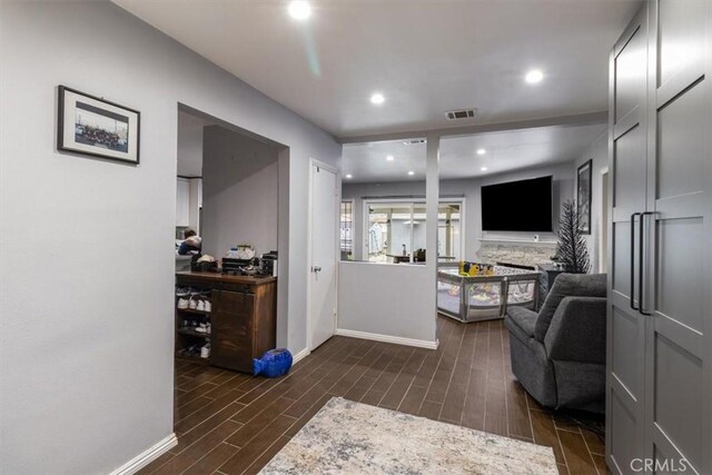 4034 Durfee Ave, Pico Rivera, CA 90660 - living area with baseboards, dark wood finished floors, and recessed lighting