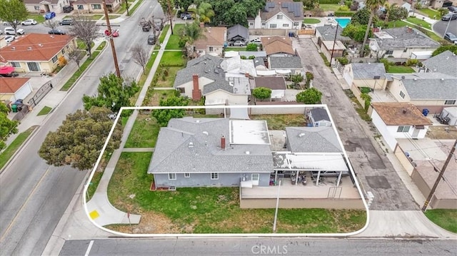 4034 Durfee Ave, Pico Rivera, CA 90660 - aerial view of residential area featuring property boundaries highlighted