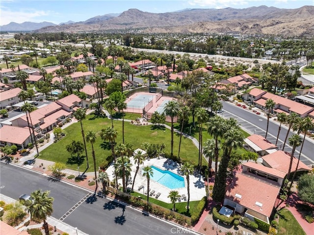 6134 Arroyo Rd Unit 3, Palm Springs, CA 92264 - aerial perspective of suburban area featuring mountains and a pool area