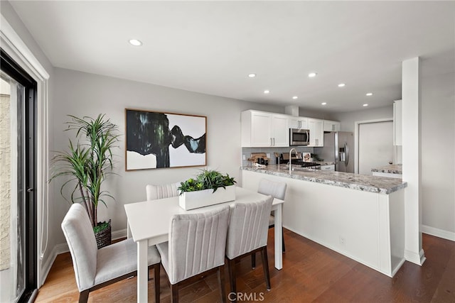 206 Avenida Adobe, San Clemente, CA 92672 - dining area featuring wood finished floors, recessed lighting, and baseboards