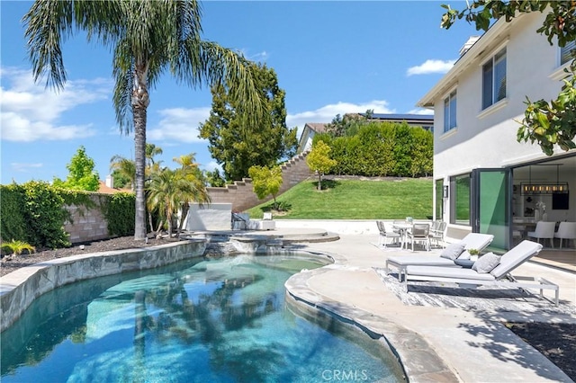 40225 Camino Campos Verde, Temecula, CA 92591 - view of swimming pool featuring a patio and a pool with connected hot tub