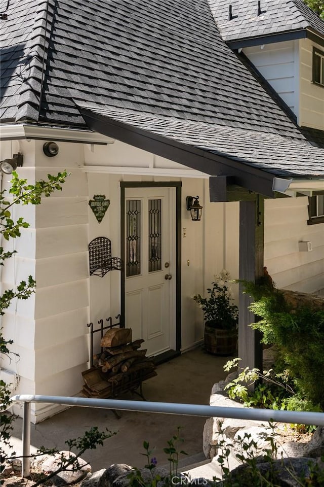 28956 Palisades Dr, Lake Arrowhead, CA 92352 - doorway to property featuring a high end roof