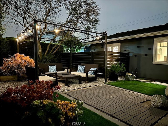 515 Traverse Dr, Costa Mesa, CA 92626 - view of patio with an outdoor hangout area and fence