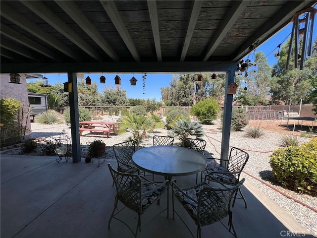 7477 Corona Ave, Hesperia, CA 92345 - view of patio / terrace with outdoor dining space and a fenced backyard