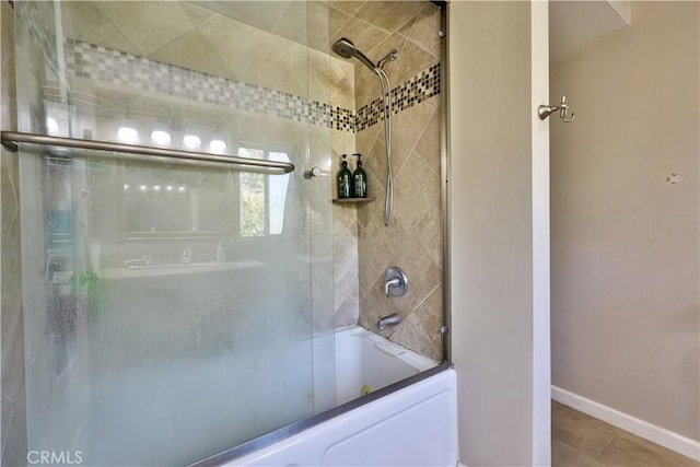 30681 Southern Cross Rd, Temecula, CA 92592 - full bath featuring enclosed tub / shower combo, tile patterned flooring, and baseboards