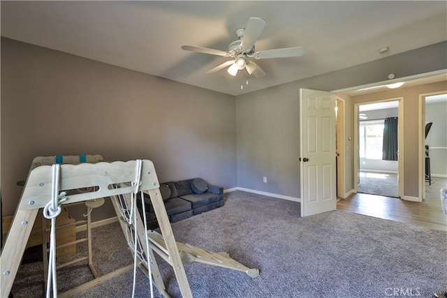 30681 Southern Cross Rd, Temecula, CA 92592 - bedroom featuring carpet, baseboards, and ceiling fan