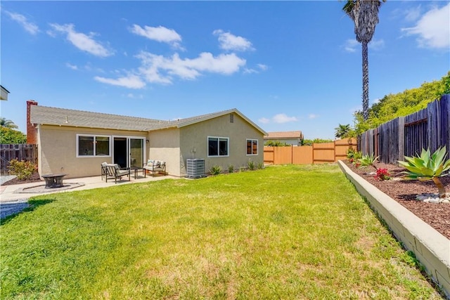 10319 Hemphill Ct, San Diego, CA 92126 - rear view of house featuring stucco siding, central AC unit, and a patio area