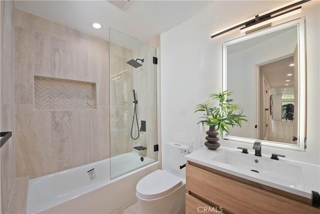 3920 Weslin Ave, Sherman Oaks, CA 91423 - bathroom with shower / washtub combination, toilet, vanity, and recessed lighting