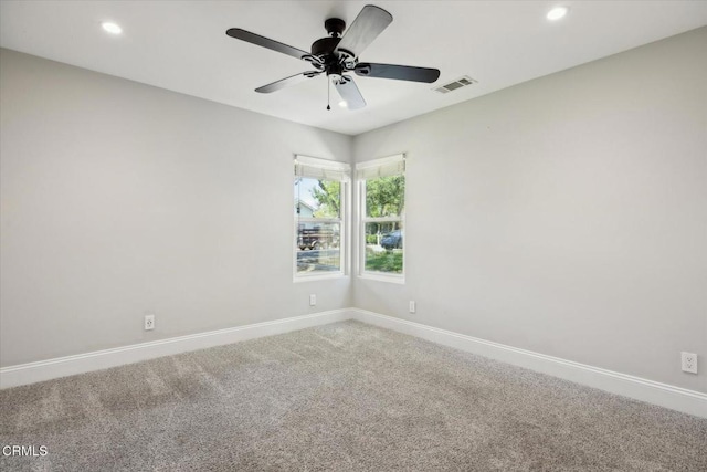 8730 Junipero Ave, Atascadero, CA 93422 - spare room with baseboards, carpet flooring, recessed lighting, and ceiling fan