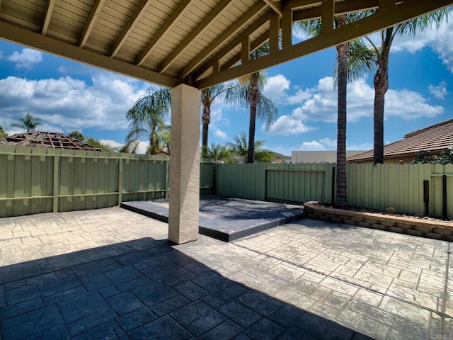 view of patio featuring a fenced backyard