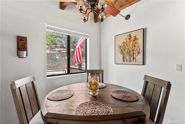 dining room with a ceiling fan