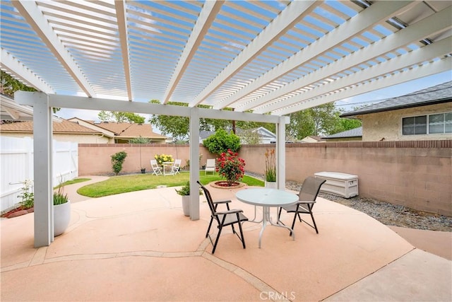 4864 Hersholt Ave, Long Beach, CA 90808 - view of patio / terrace featuring a fenced backyard, outdoor dining area, and a pergola