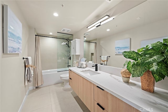 321 S Oxford Ave Unit 603, Los Angeles, CA 90020 - full bath featuring tile patterned flooring, vanity, recessed lighting, shower / bathtub combination, and toilet