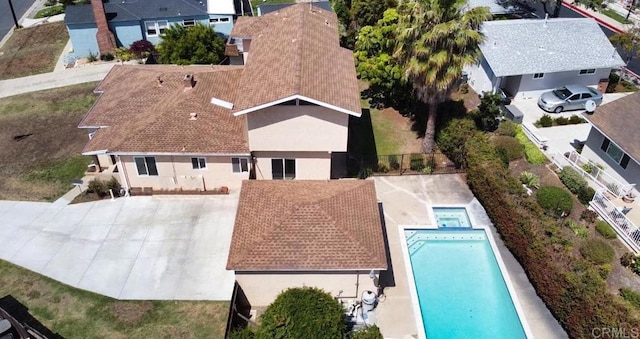 view from above of property with a pool