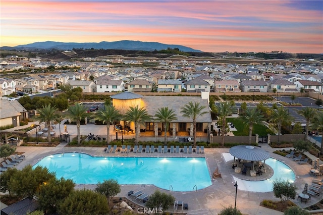 32182 Penstemon Way, Temecula, CA 92591 - community pool featuring a residential view, a mountain view, and a gazebo