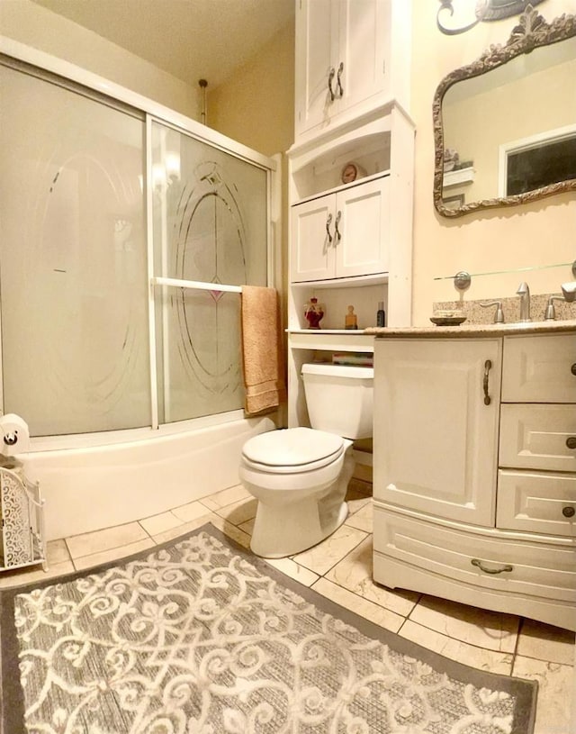 10158 Carefree Dr, Santee, CA 92071 - full bath with toilet, enclosed tub / shower combo, vanity, and tile patterned floors