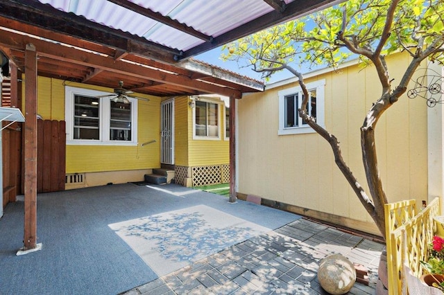 4570 Texas St, San Diego, CA 92116 - view of patio featuring ceiling fan and entry steps
