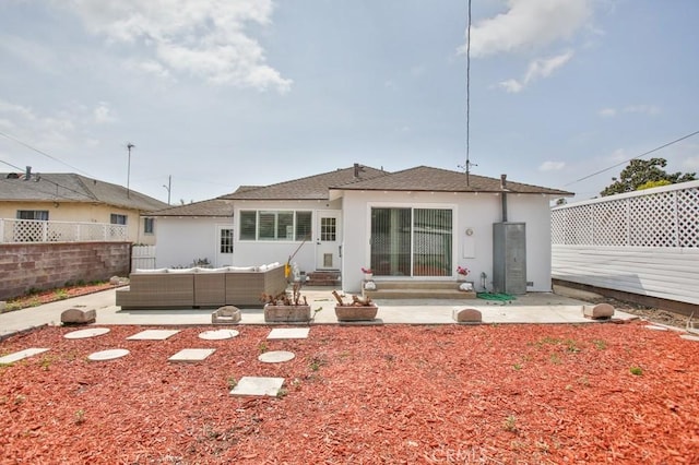 15132 Kornblum Ave, Lawndale, CA 90260 - back of property with an outdoor living space, fence, entry steps, and a patio area