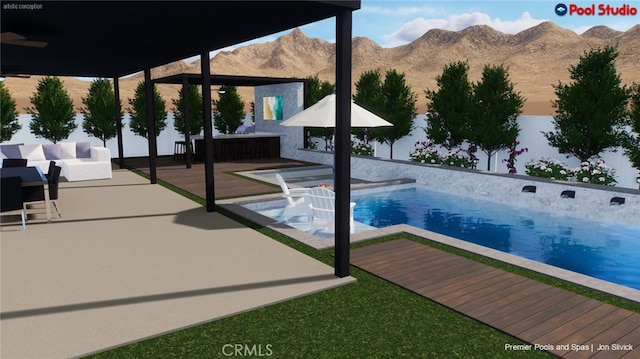 35712 Ginger Tree Dr, Winchester, CA 92596 - swimming pool with a patio area and a mountain view