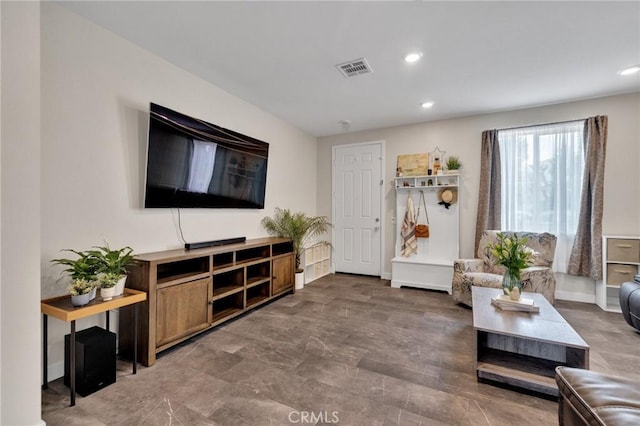 living area with recessed lighting