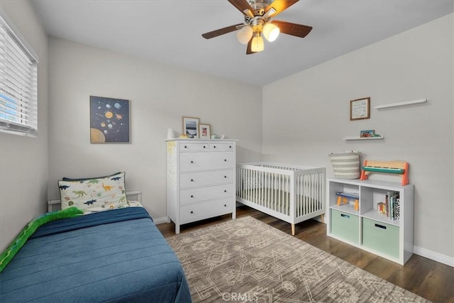 3821 W 183rd St, Torrance, CA 90504 - bedroom featuring baseboards, wood finished floors, and a ceiling fan