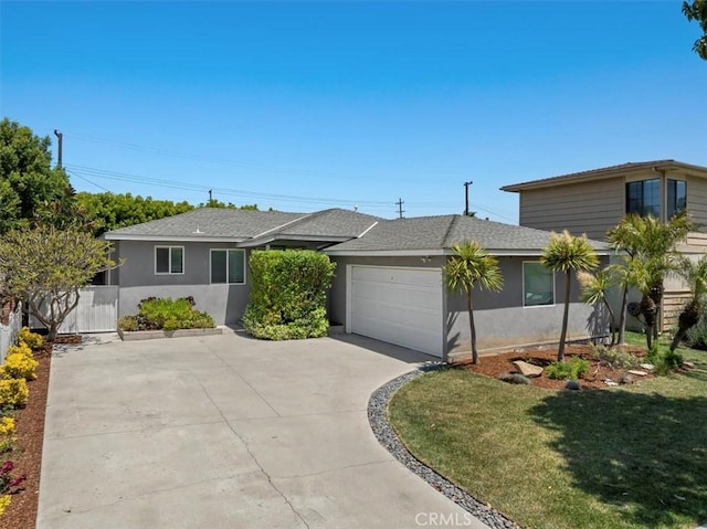 3821 W 183rd St, Torrance, CA 90504 - view of front of property with driveway, an attached garage, stucco siding, and a shingled roof