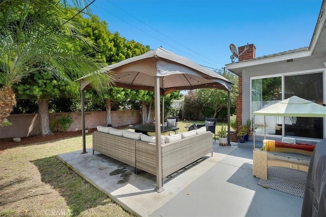 3821 W 183rd St, Torrance, CA 90504 - view of patio / terrace featuring a gazebo, outdoor lounge area, and a fenced backyard