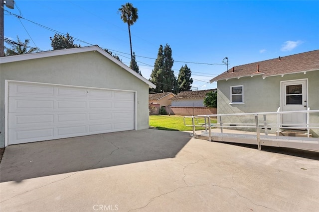 view of detached garage