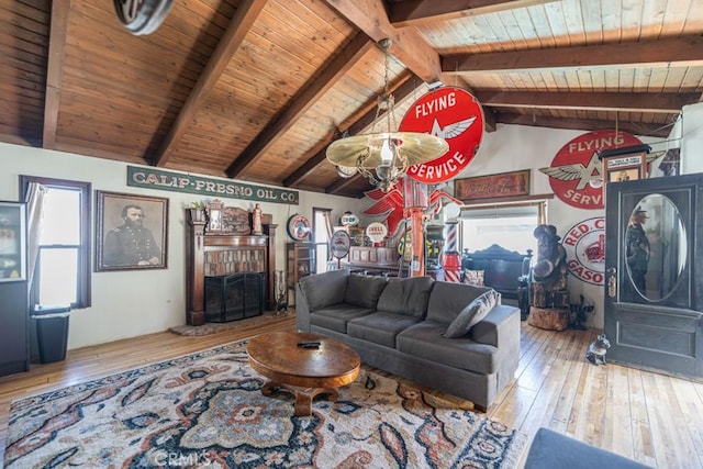 3717 W 182nd St, Torrance, CA 90504 - living room featuring wood ceiling, hardwood / wood-style floors, and a fireplace