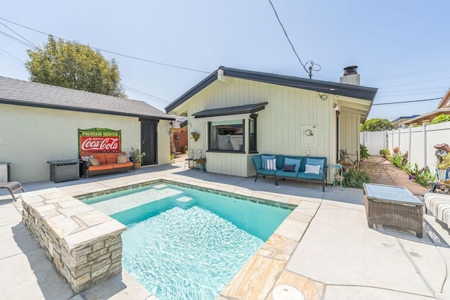 3717 W 182nd St, Torrance, CA 90504 - rear view of property with a patio area, an outdoor living space, and a chimney