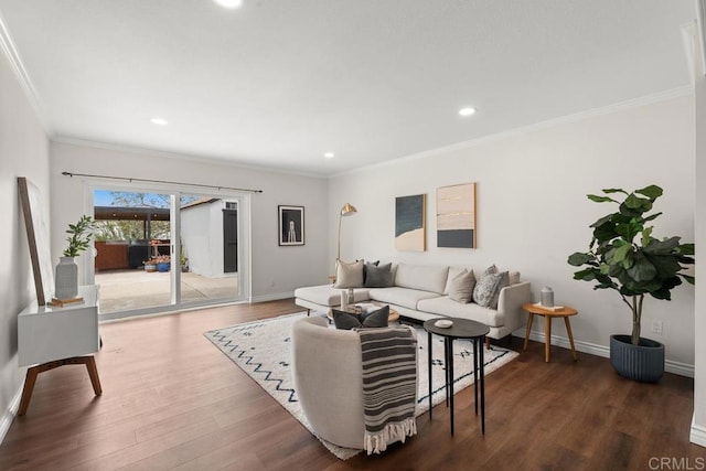 5426 Dwight St, San Diego, CA 92105 - living area with wood finished floors, crown molding, and recessed lighting