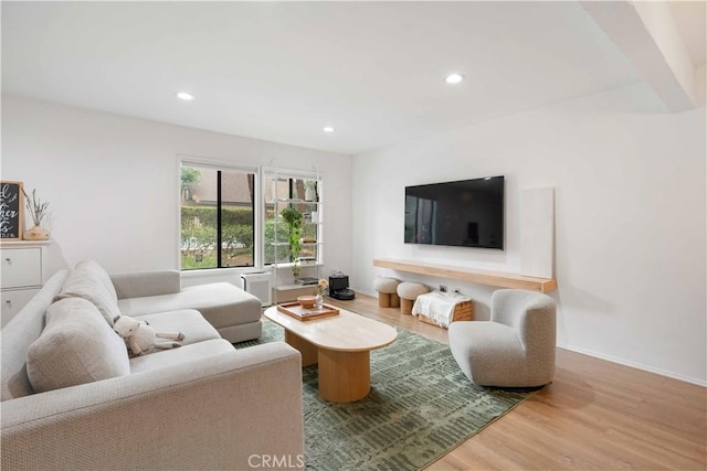 9735 Reseda Blvd Unit 56, Northridge, CA 91324 - living room featuring wood finished floors, recessed lighting, and baseboards