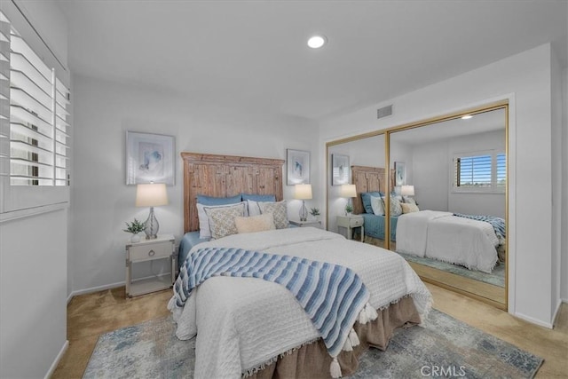 1467 18th St, Manhattan Beach, CA 90266 - carpeted bedroom featuring baseboards, a closet, and recessed lighting