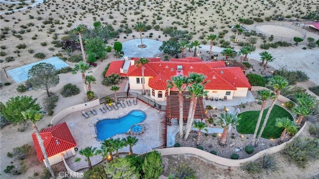 31024 Rabbit Springs Rd, Lucerne Valley, CA 92356 - aerial view of property and surrounding area featuring a pool