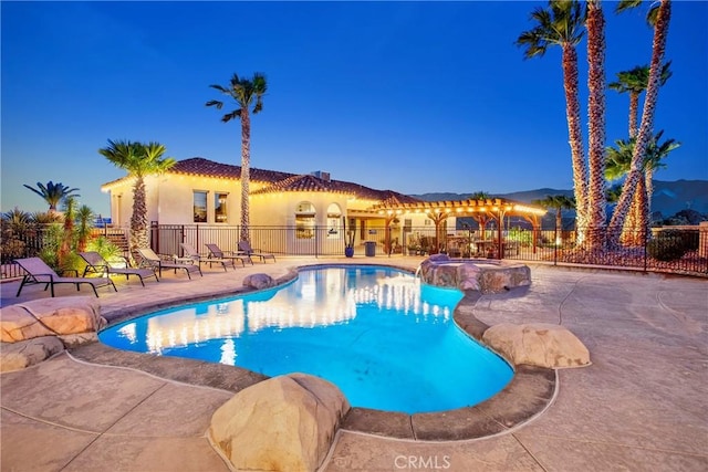 31024 Rabbit Springs Rd, Lucerne Valley, CA 92356 - view of pool with a patio area, fence, and a pool with connected hot tub