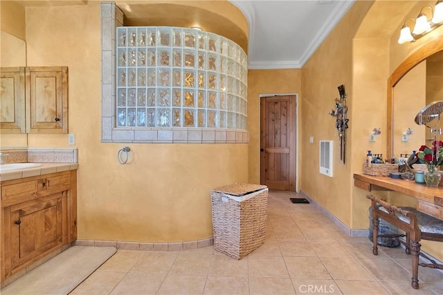 31024 Rabbit Springs Rd, Lucerne Valley, CA 92356 - interior space featuring light tile patterned floors, baseboards, and crown molding