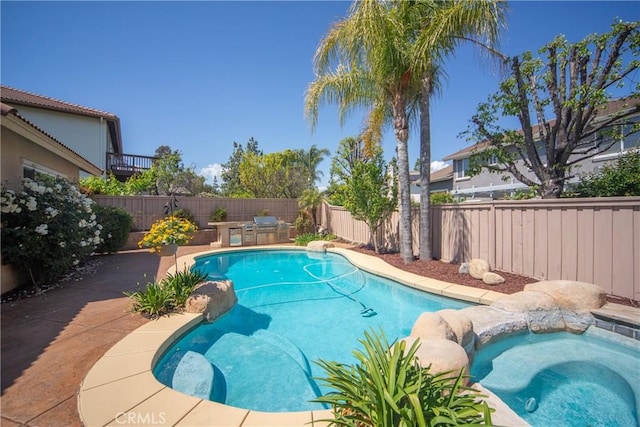 43922 Carentan Dr, Temecula, CA 92592 - view of pool with a fenced backyard, an in-ground hot tub, and a patio area